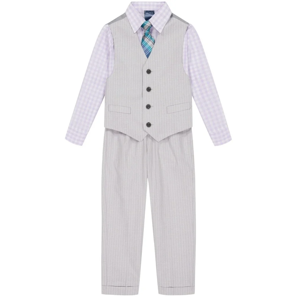 Nautica Baby Boys Pinstripe Vest Set - Gray -‎ Size 24M